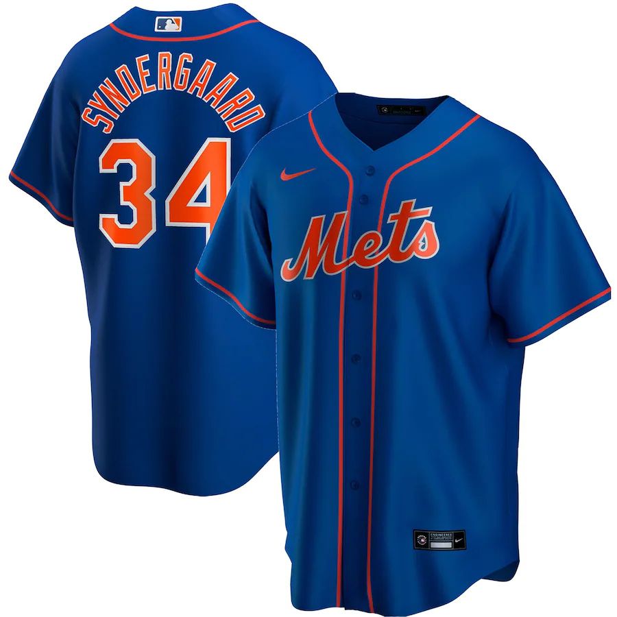 Mens New York Mets 34 Noah Syndergaard Nike Royal Alternate Replica Player Name MLB Jerseys